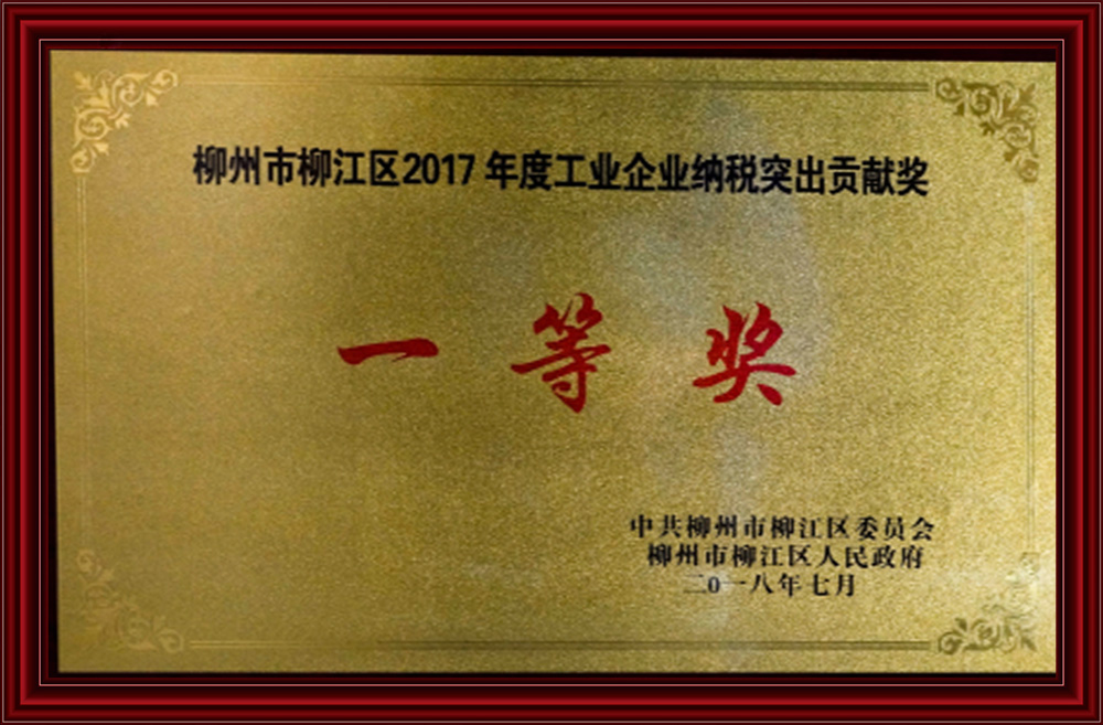 2017工(gōng)业企业纳税突出贡献奖一等奖